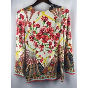 Women’s Dolce & Gabbana Floral Fan Silk Top Size Small/Medium (Italian 42)
